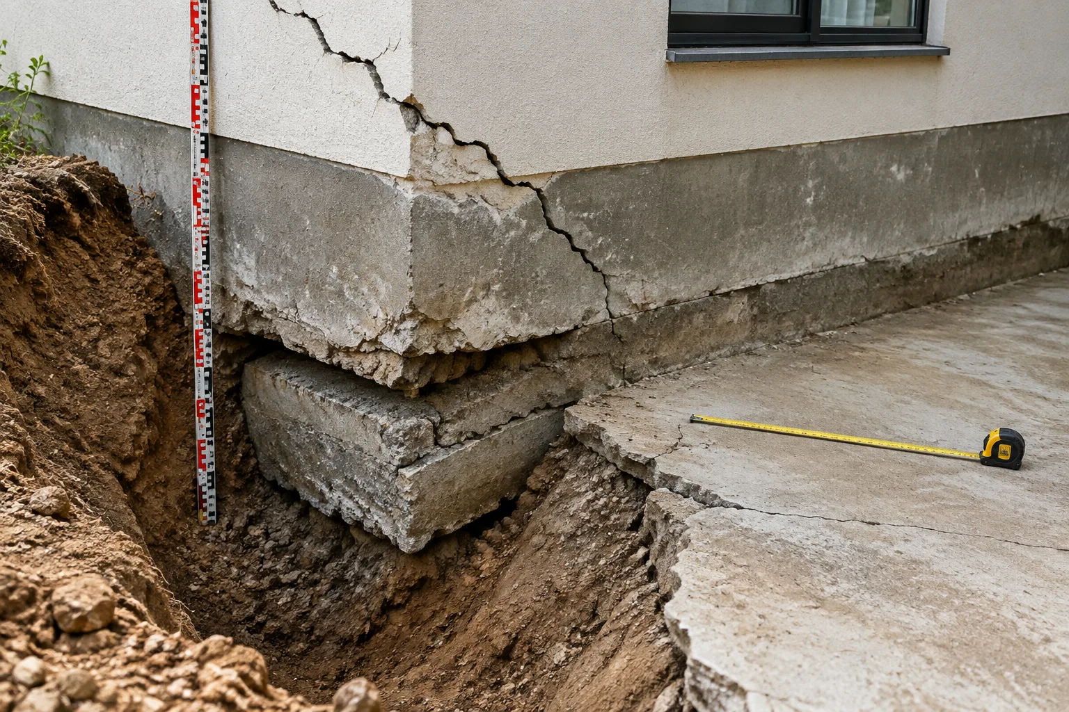 Settlement cracks, footing rotation and uneven floors