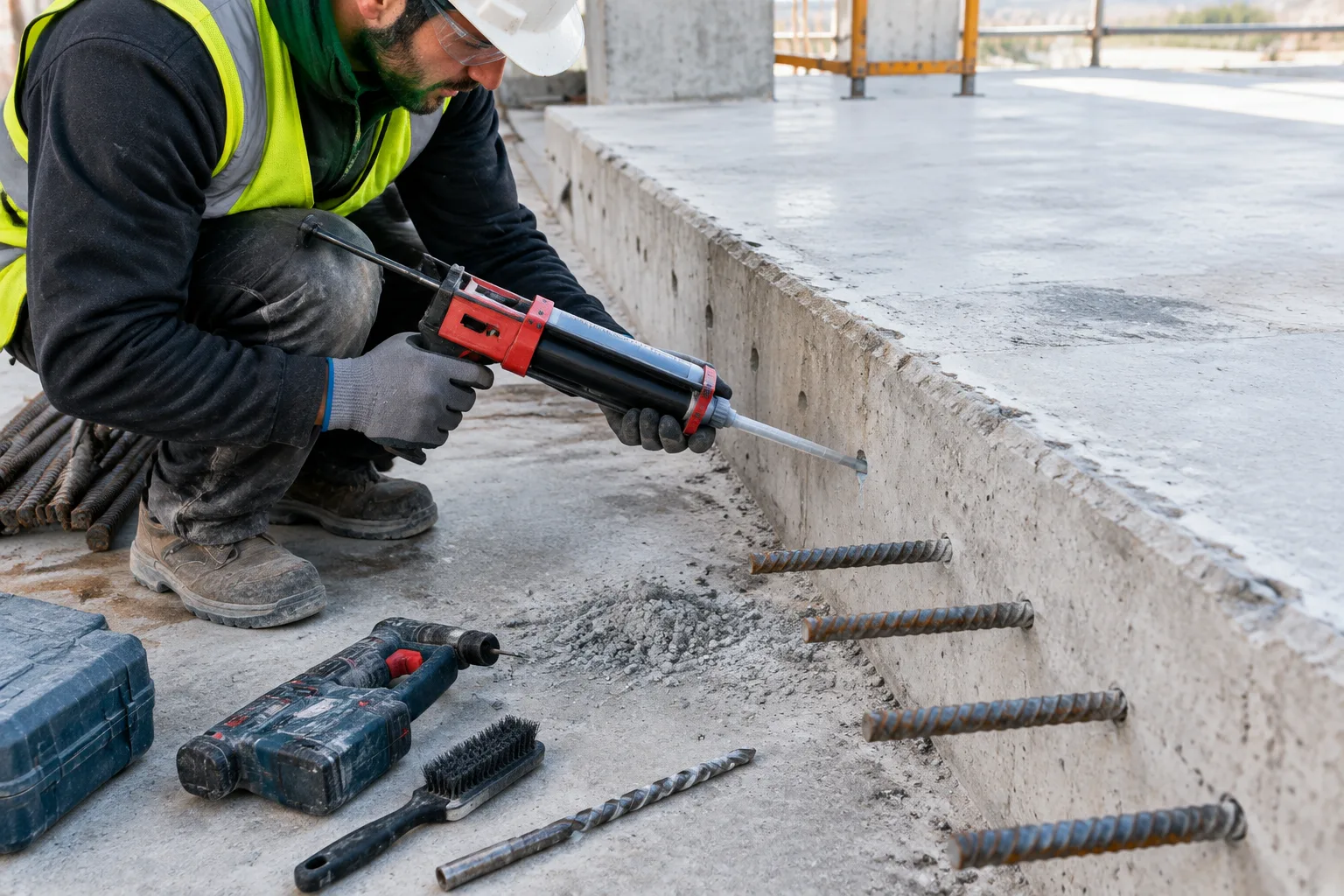 Post-installed rebar anchoring installation